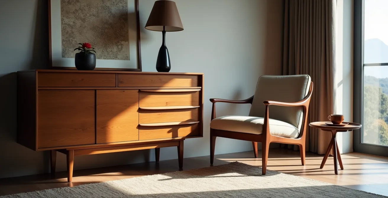 Harmonische Kombination aus antikem Schweizer Arvenmöbel und modernem Vitra-Stuhl