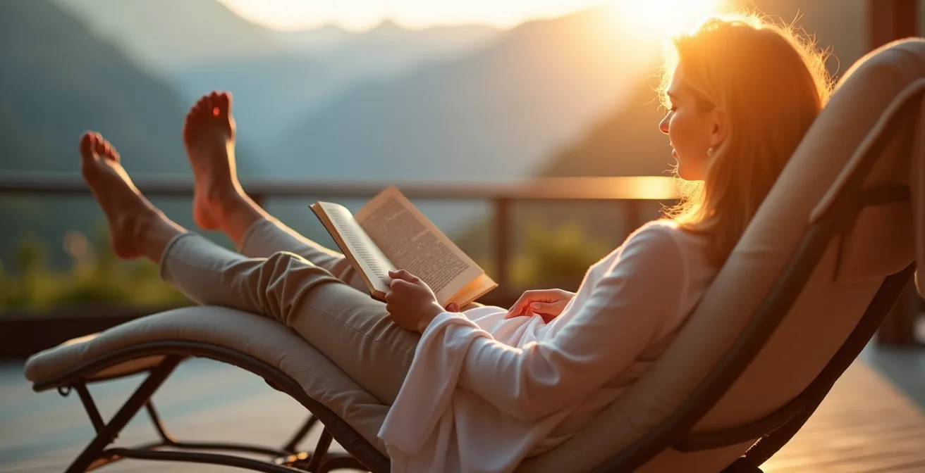 Person testet Loungemöbel über längere Zeit für optimalen Komfort