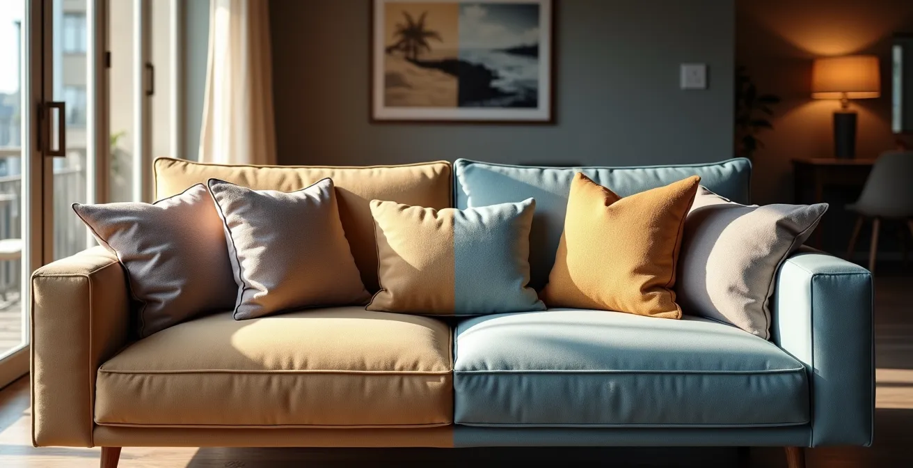 Metamerie-Effekt zeigt Farbveränderung von Textilien bei verschiedenen Lichtquellen