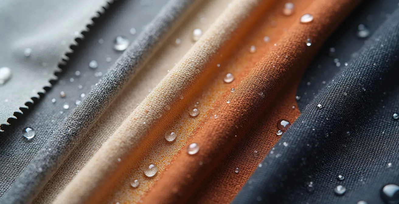 Verschiedene Outdoor-Stoffe nach typischer Schweizer Grillparty im Vergleich