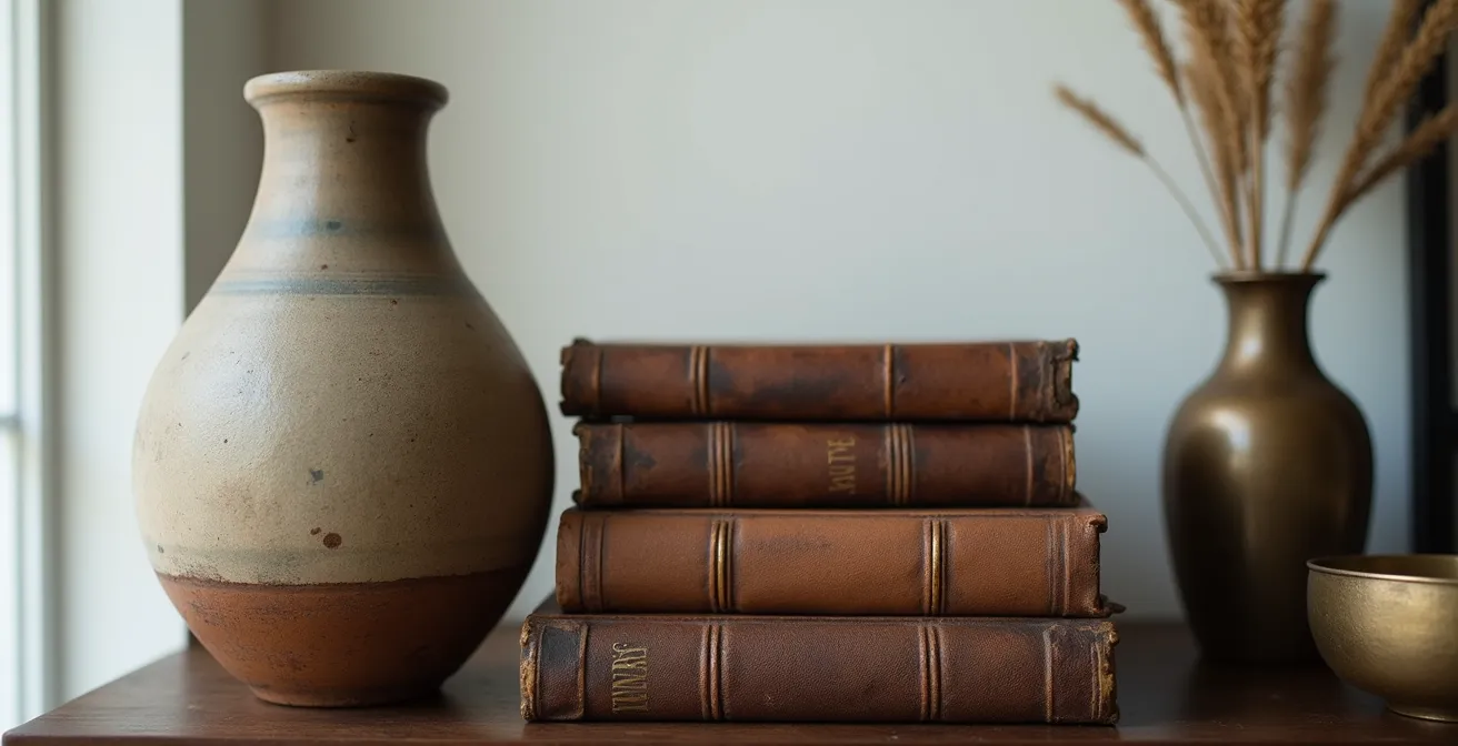 Professionelle Anordnung von drei Deko-Objekten auf einem Sideboard nach der Rule of Three